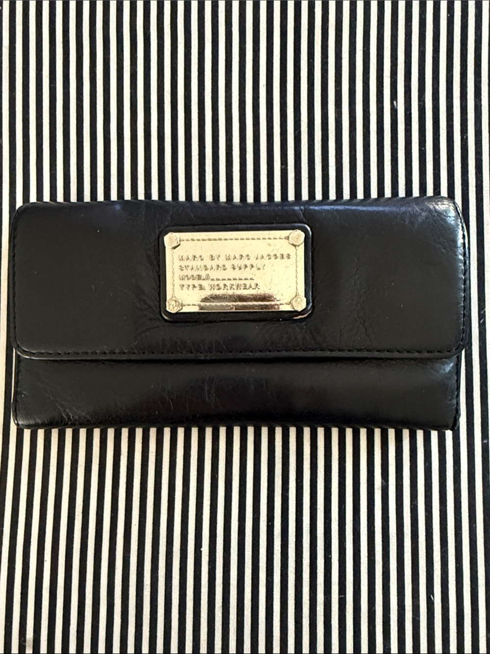 Marc by Marc Jacobs Black Leather Logo-Plate Wallet